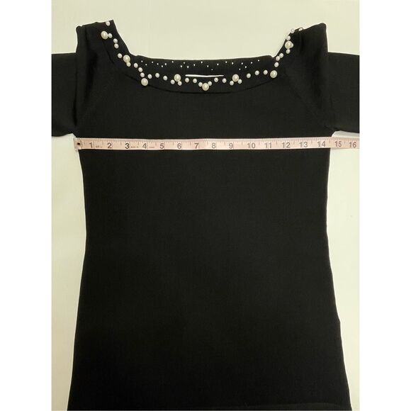Anne Fontaine Primera Top Black Off The Shoulder Sweater With Pearls Size 38 (US - Picture 6 of 12